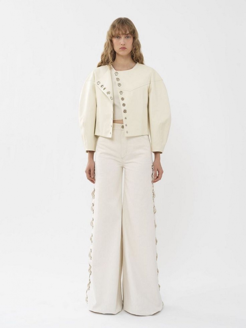 Chloe Boxy Jacket Leather Eden White | CHE-SR14104