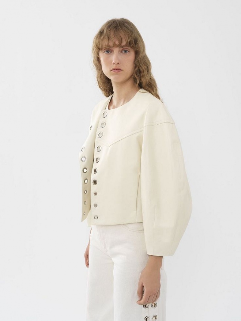 Chloe Boxy Jacket Leather Eden White | CHE-SR14104