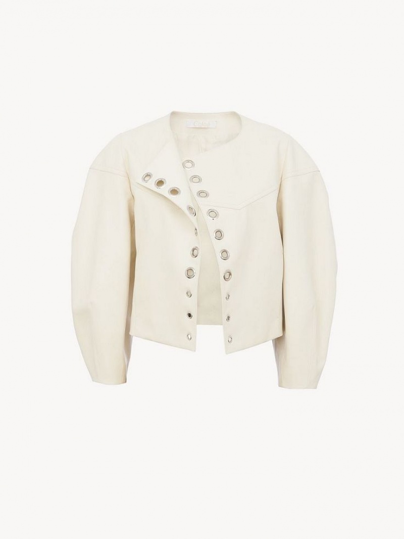 Chloe Boxy Jacket Leather Eden White | CHE-SR14104