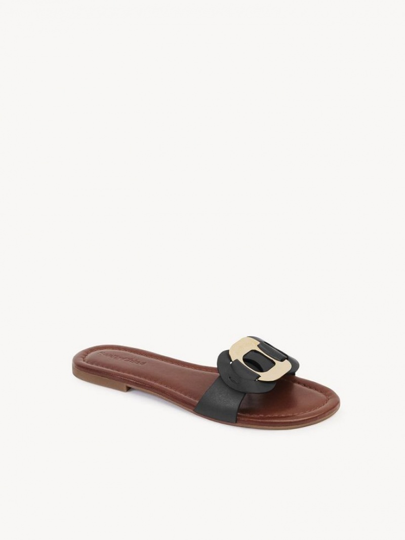 Chloe Chany Mule Flats Black | CHE-SR14838