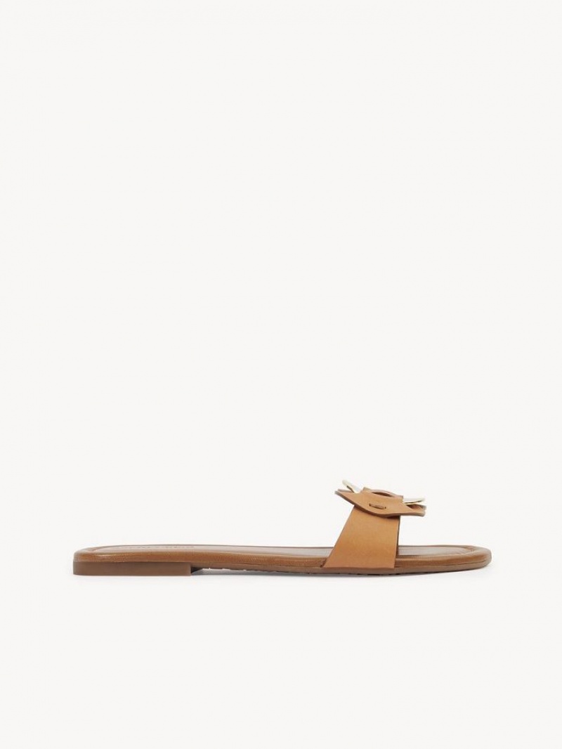 Chloe Chany Mule Flats Cuoio | CHE-SR14837