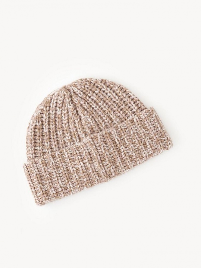 Chloe Chunky Knitted Beanie Hats BEIGE - PINK 1 | CHE-SR14474