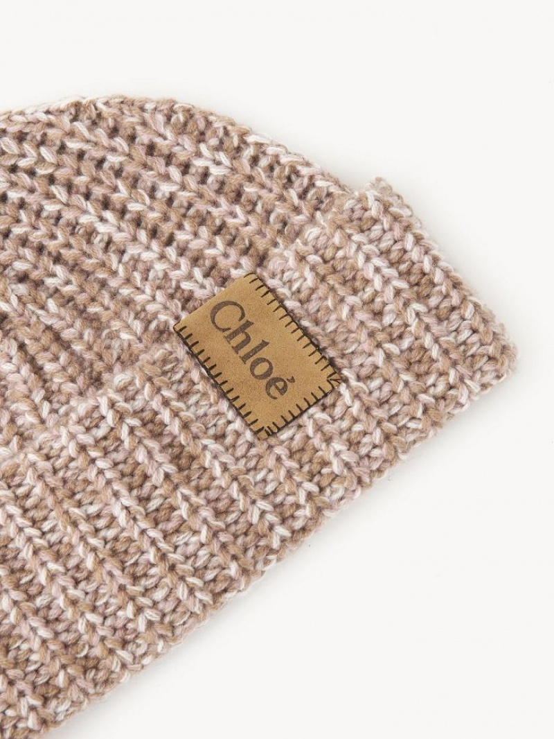 Chloe Chunky Knitted Beanie Hats BEIGE - PINK 1 | CHE-SR14474