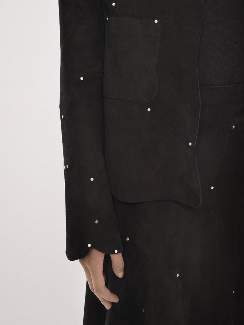 Chloe Collarless Fitted Jackets Black | CHE-SR13778