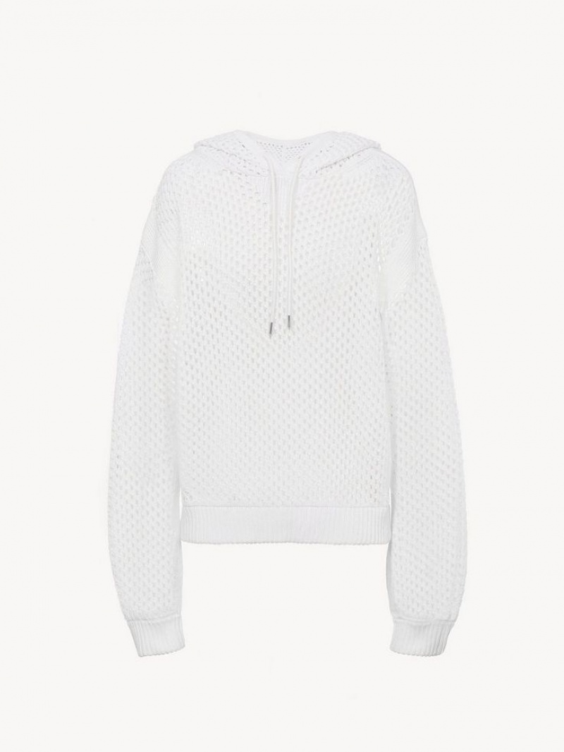 Chloe Crochet Hoodie Knitwear Iconic Milk | CHE-SR13935