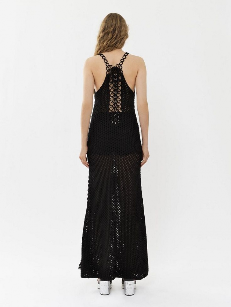 Chloe Crochet Tank Dresses Black | CHE-SR13830