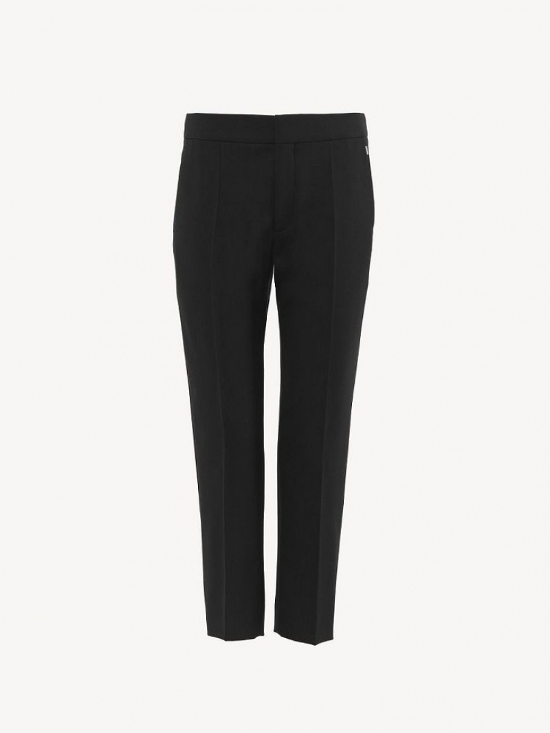 Chloe Cropped Cigarette Pants Black | CHE-SR13971