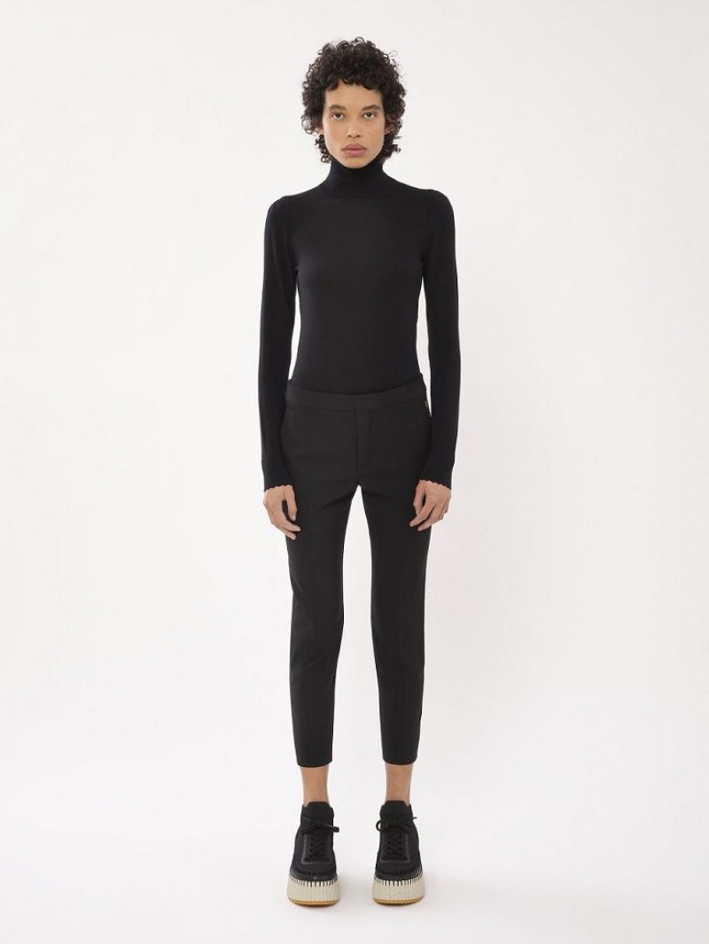 Chloe Cropped Cigarette Suiting Black | CHE-SR14034