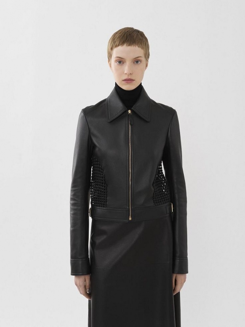 Chloe Cropped Jacket Leather Black | CHE-SR14113