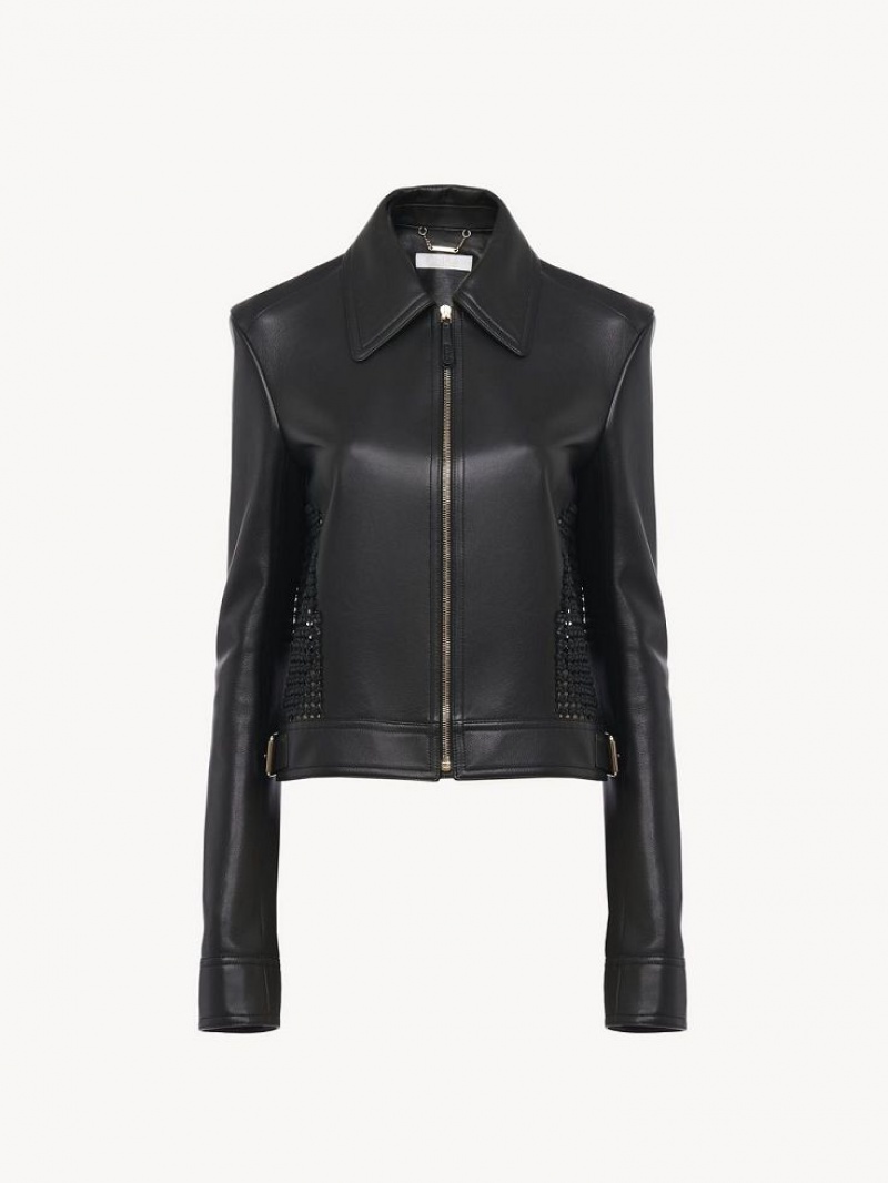 Chloe Cropped Jacket Leather Black | CHE-SR14113