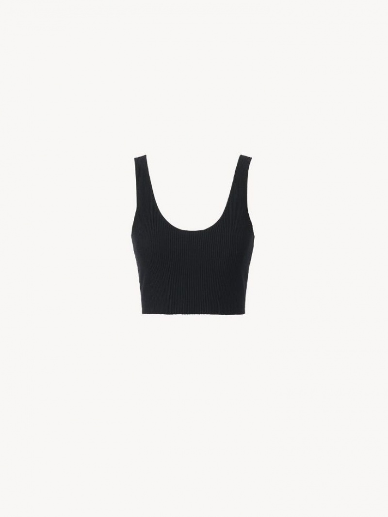 Chloe Cropped Tank Knitwear Black | CHE-SR13922