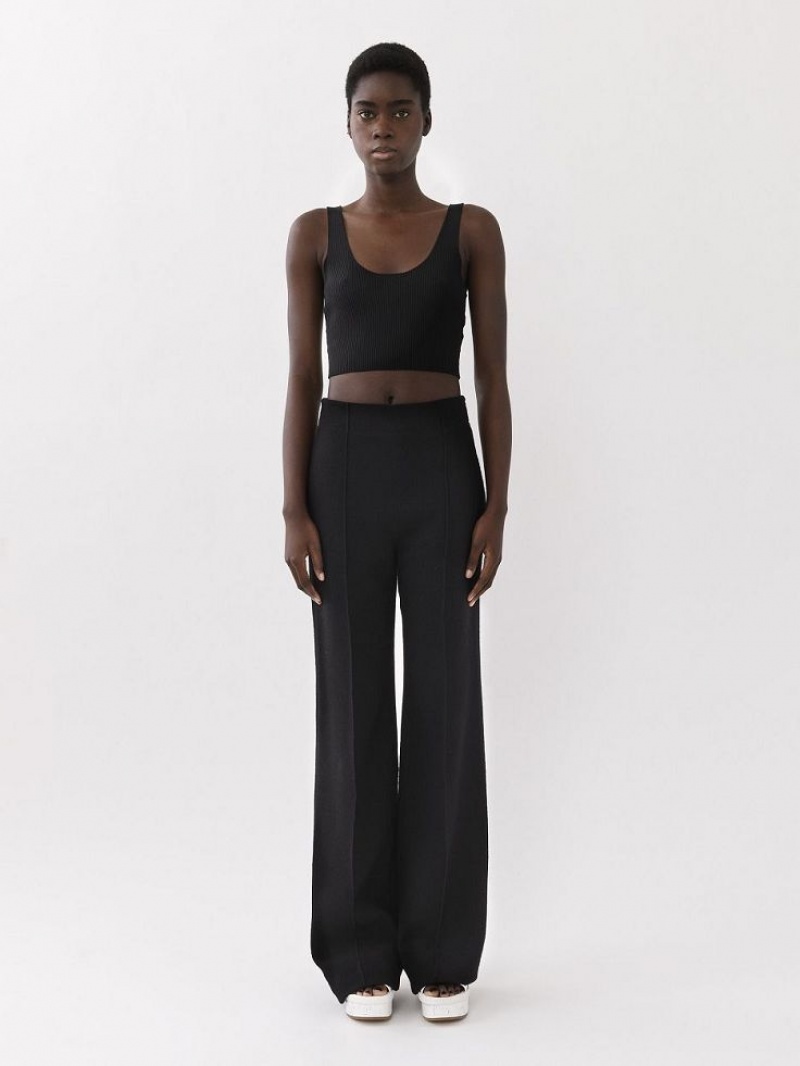 Chloe Cropped Tank Tops Black | CHE-SR13871