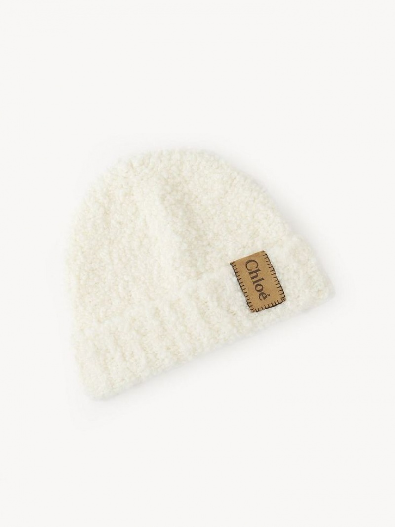 Chloe Curly Knit Beanie Hats Soft Beige | CHE-SR14475