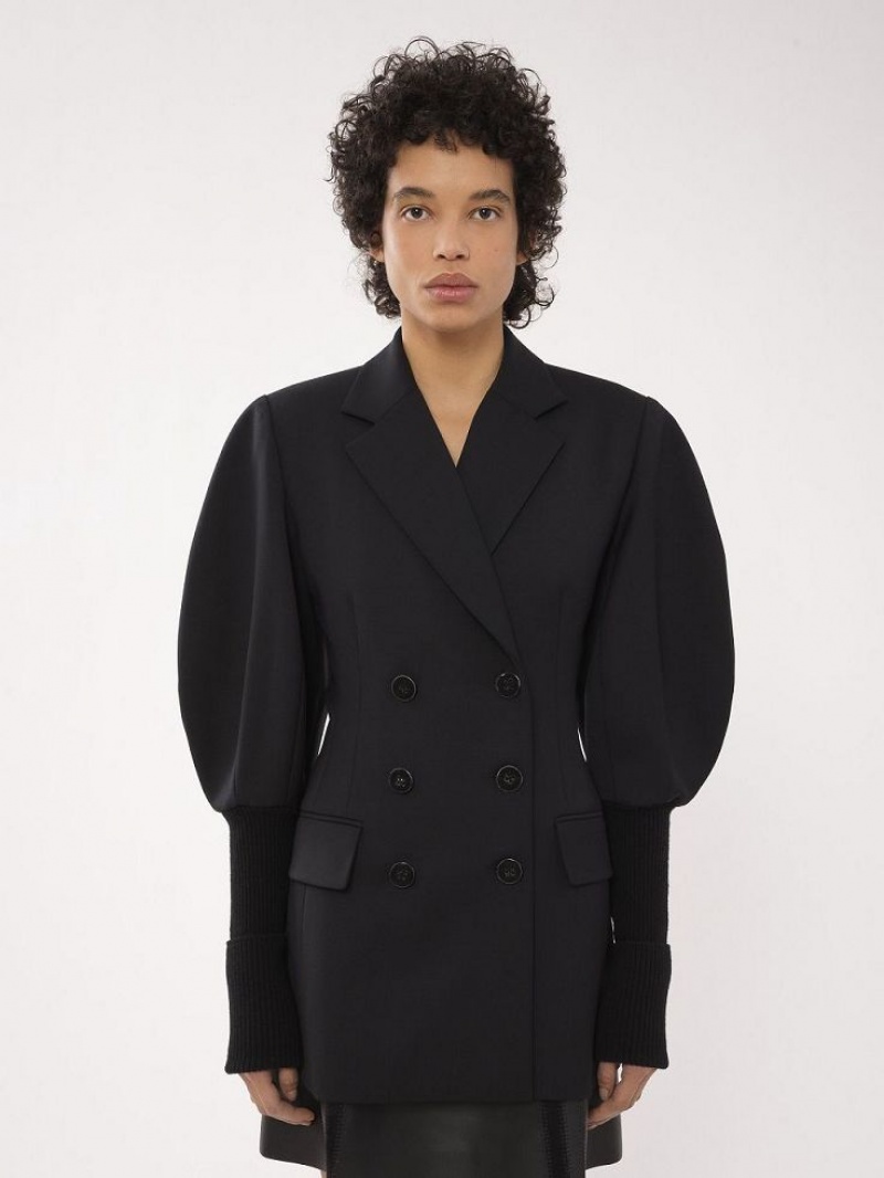 Chloe Double-breasted Tailored Jackets Black | CHE-SR13773