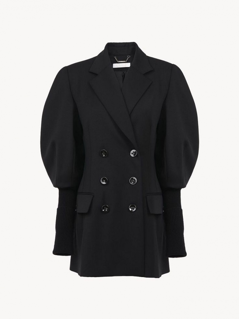 Chloe Double-breasted Tailored Jackets Black | CHE-SR13773