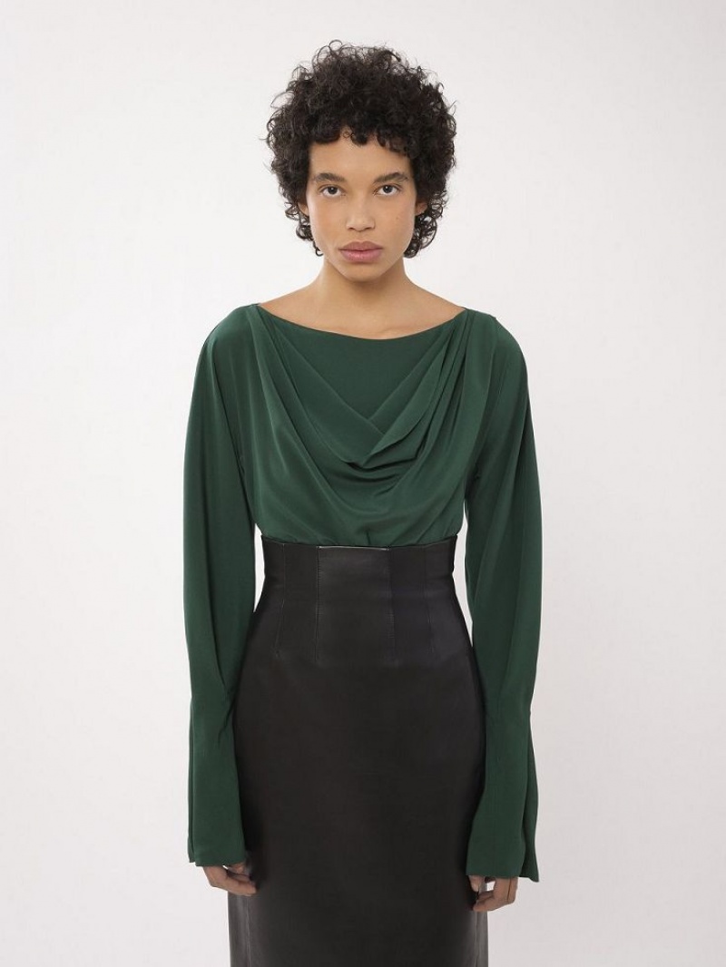 Chloe Draped Tops DARK PINE | CHE-SR13905