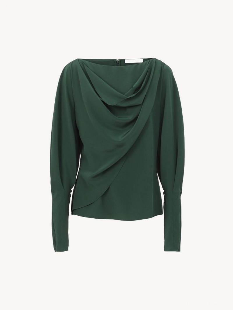 Chloe Draped Tops DARK PINE | CHE-SR13905