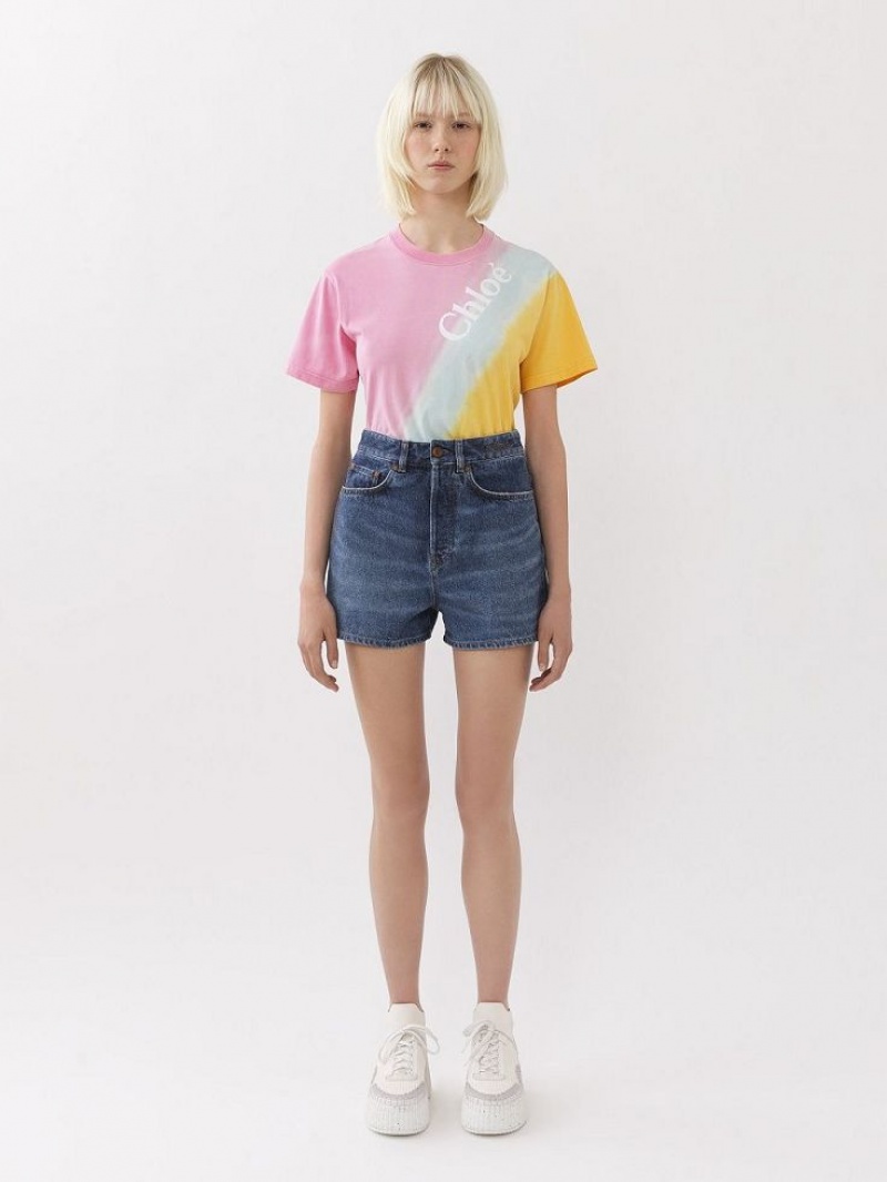 Chloe Dukuno Denim Shorts Faded Denim | CHE-SR13979