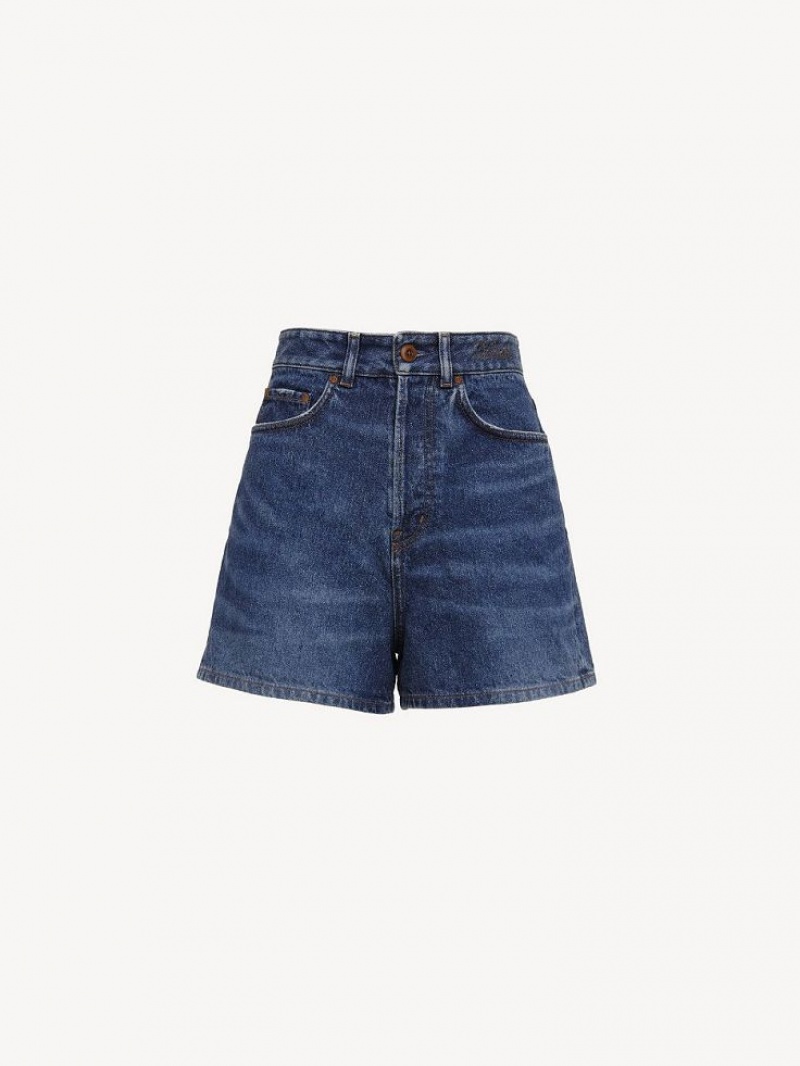 Chloe Dukuno Denim Shorts Faded Denim | CHE-SR13979