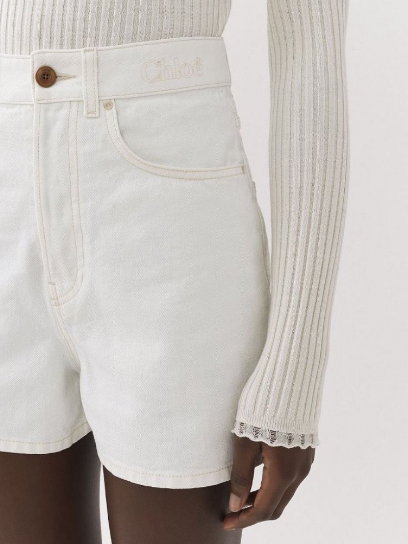 Chloe Dukuno Denim Shorts White | CHE-SR13978