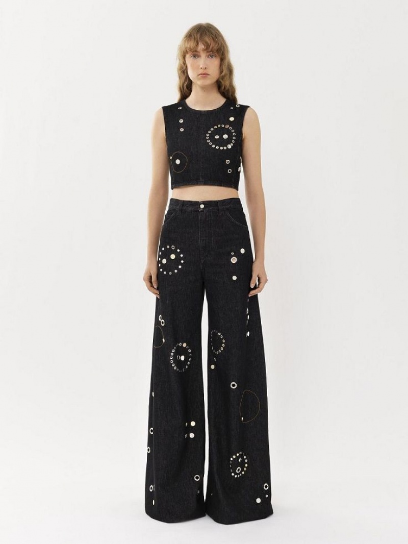 Chloe Embellished Rave Jeans Black | CHE-SR13984