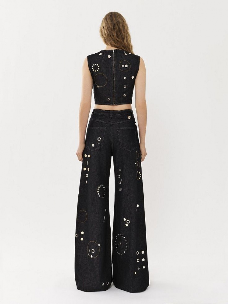 Chloe Embellished Rave Jeans Black | CHE-SR13984