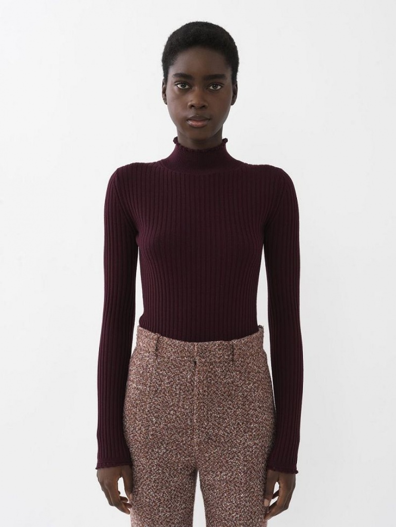 Chloe Fitted High-neck Knitwear Obscure Purple | CHE-SR13961