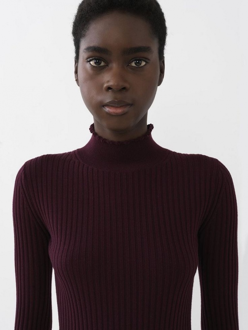 Chloe Fitted High-neck Knitwear Obscure Purple | CHE-SR13961