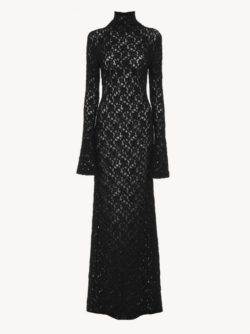 Chloe Fitted Maxi Dresses Black | CHE-SR13860