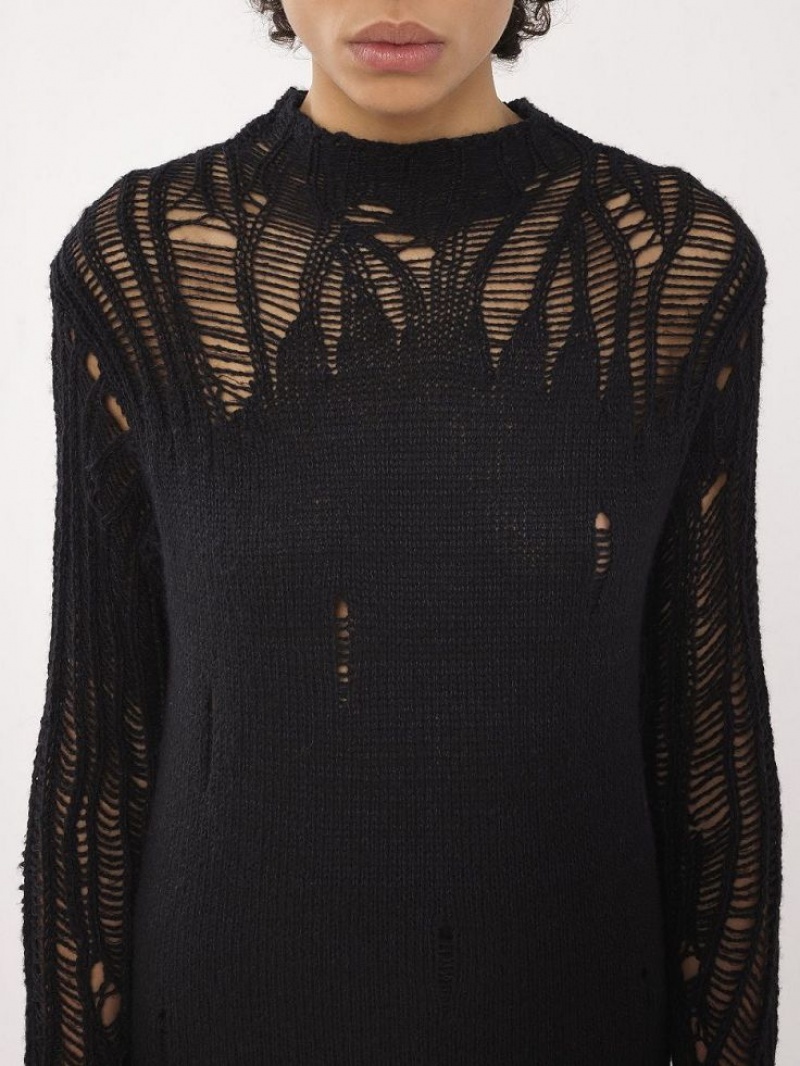 Chloe Fitted Mock-neck Knitwear Black | CHE-SR13952