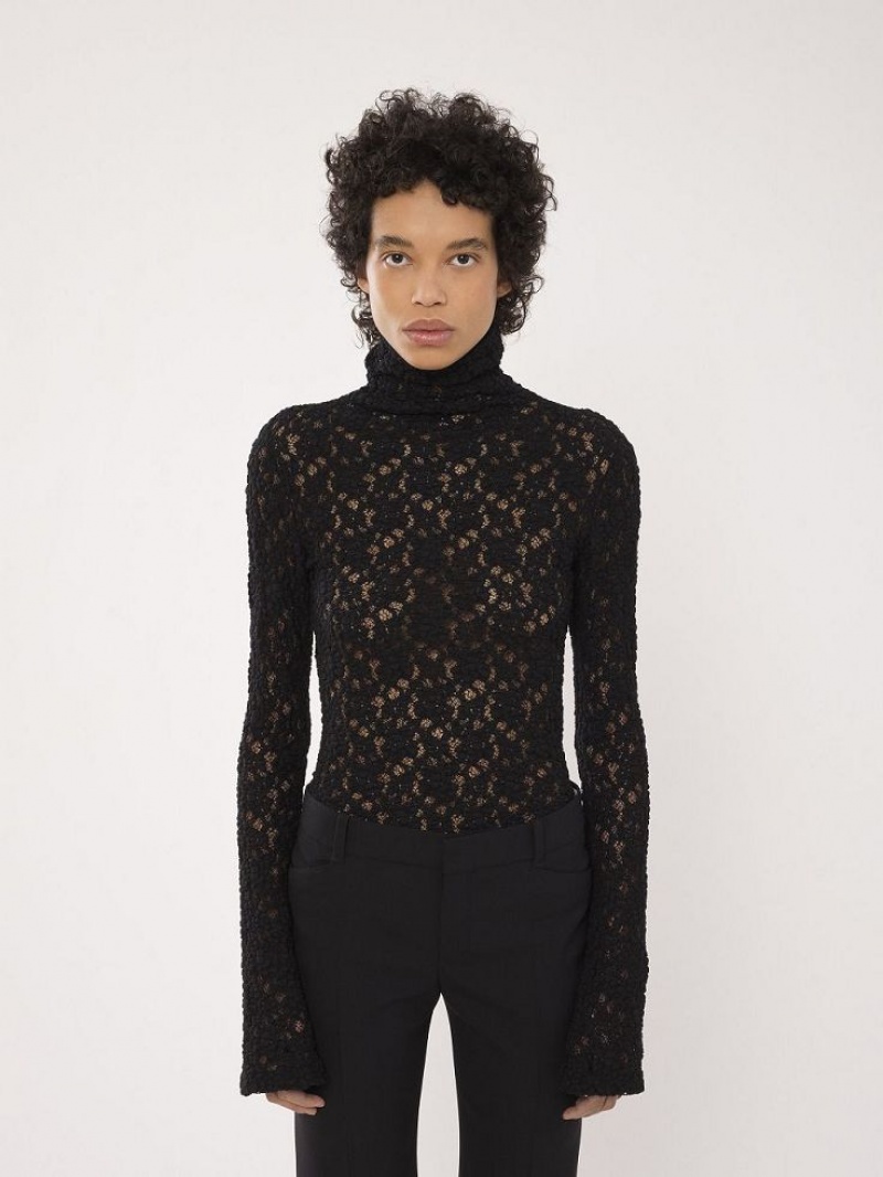 Chloe Fitted Turtleneck Tops Black | CHE-SR13911