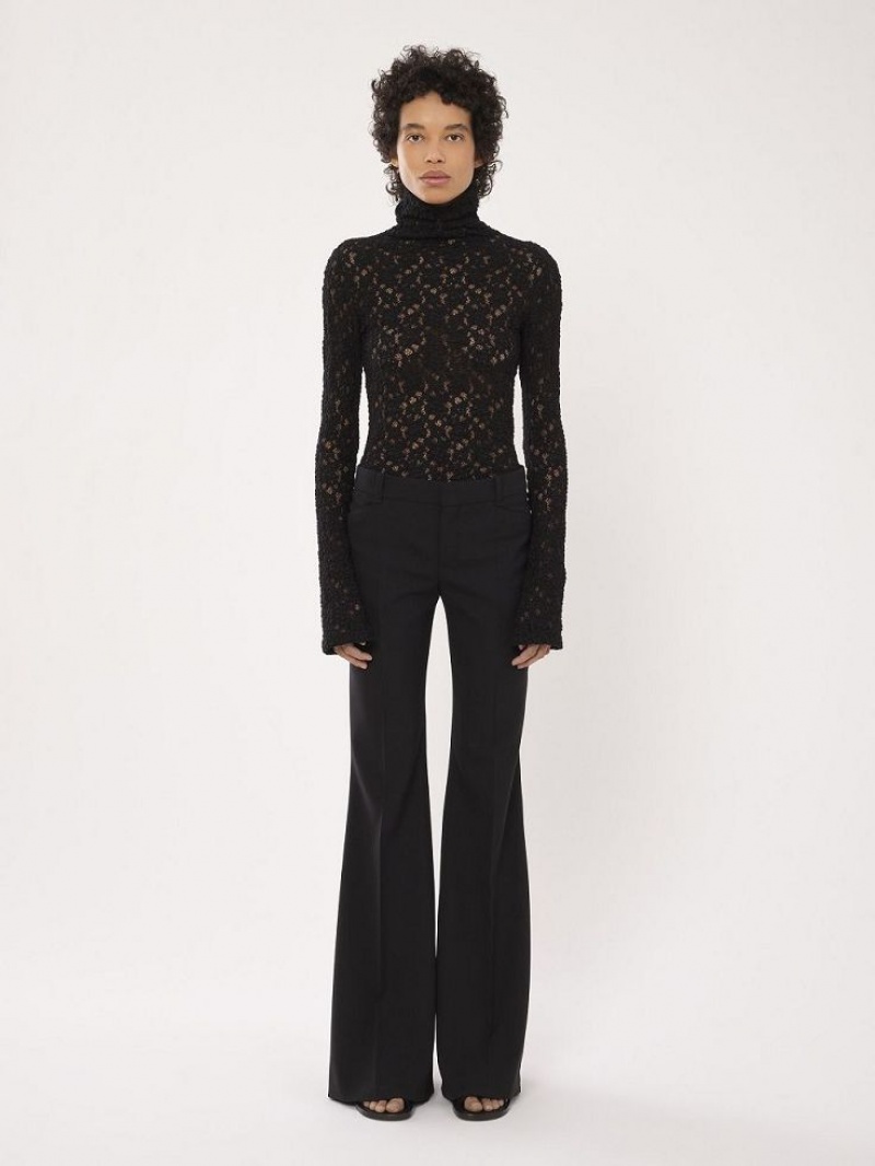 Chloe Fitted Turtleneck Tops Black | CHE-SR13911