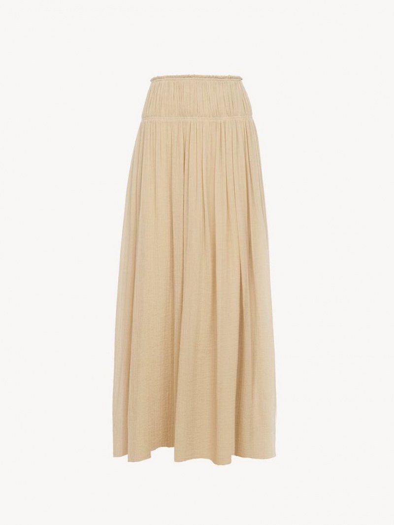 Chloe Flared Long Skirts Barley Brown | CHE-SR14099