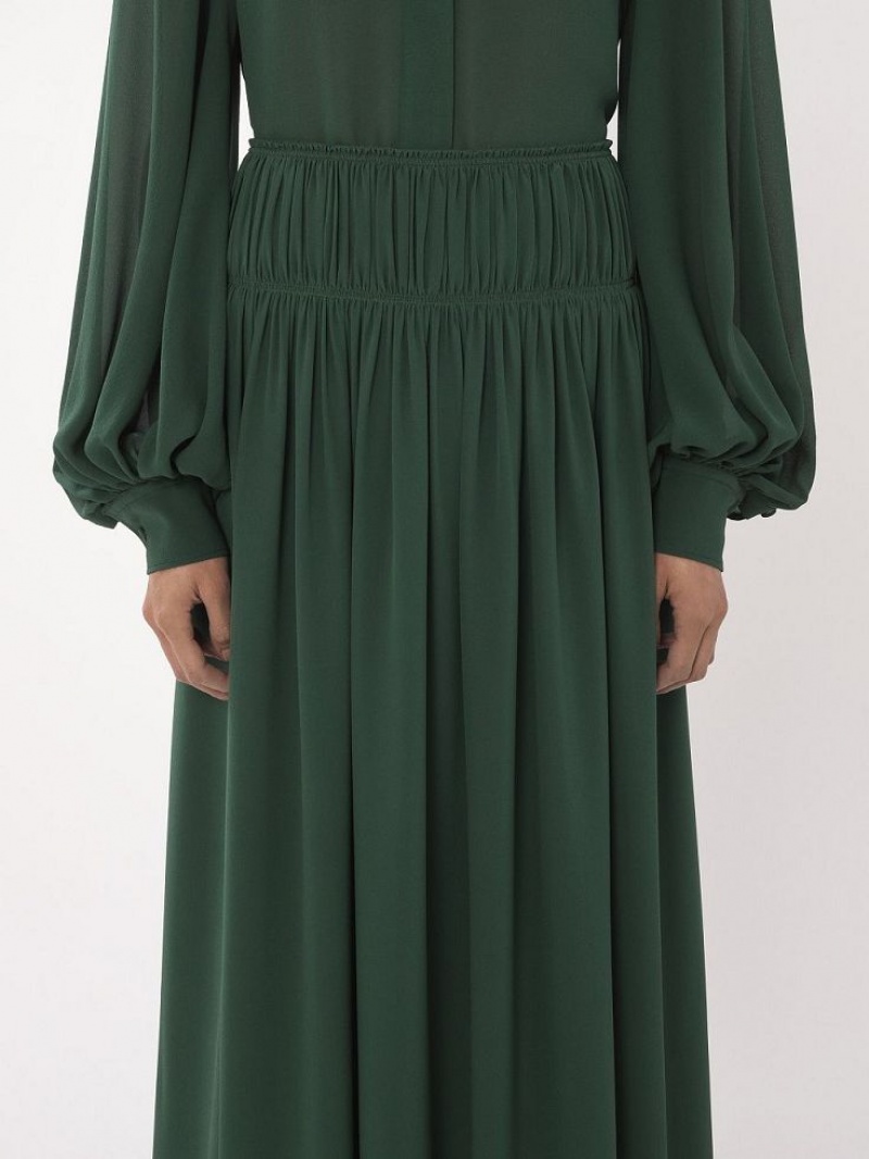 Chloe Flared Long Skirts DARK PINE | CHE-SR14094