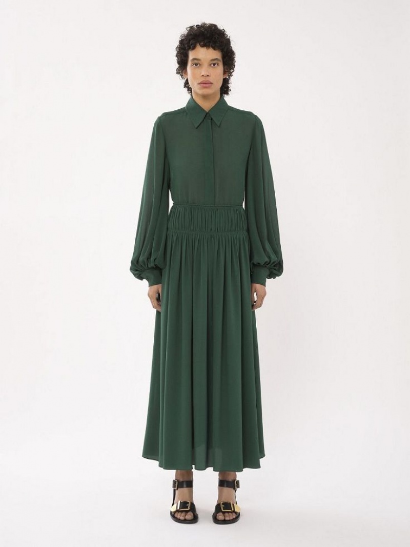 Chloe Flared Long Skirts DARK PINE | CHE-SR14094