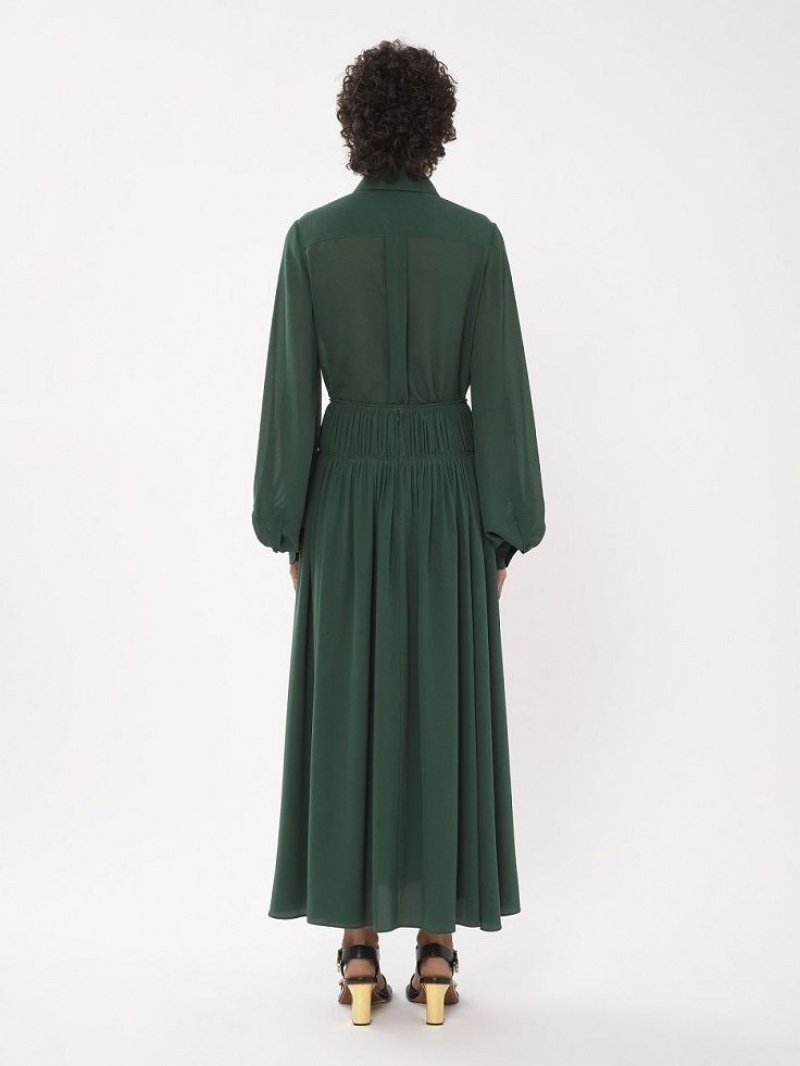 Chloe Flared Long Skirts DARK PINE | CHE-SR14094