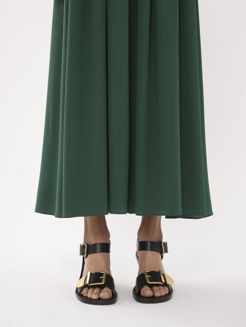 Chloe Flared Long Skirts DARK PINE | CHE-SR14094