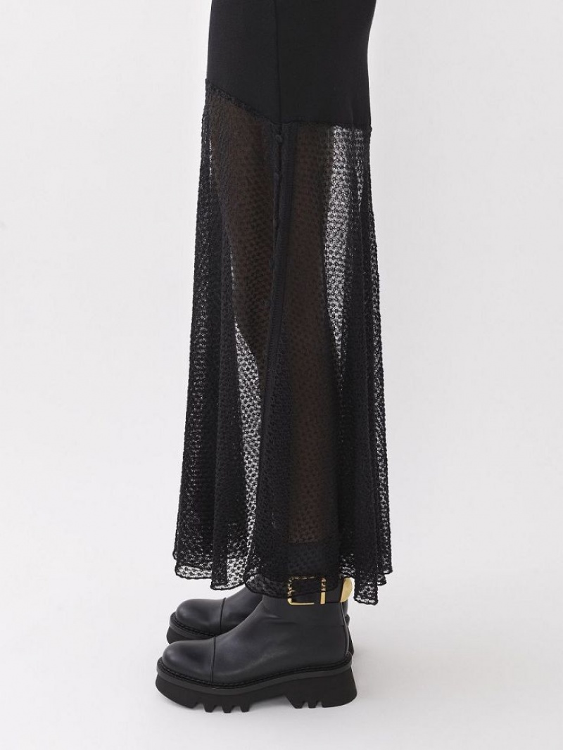 Chloe Flared Maxi Knitwear Black | CHE-SR13948