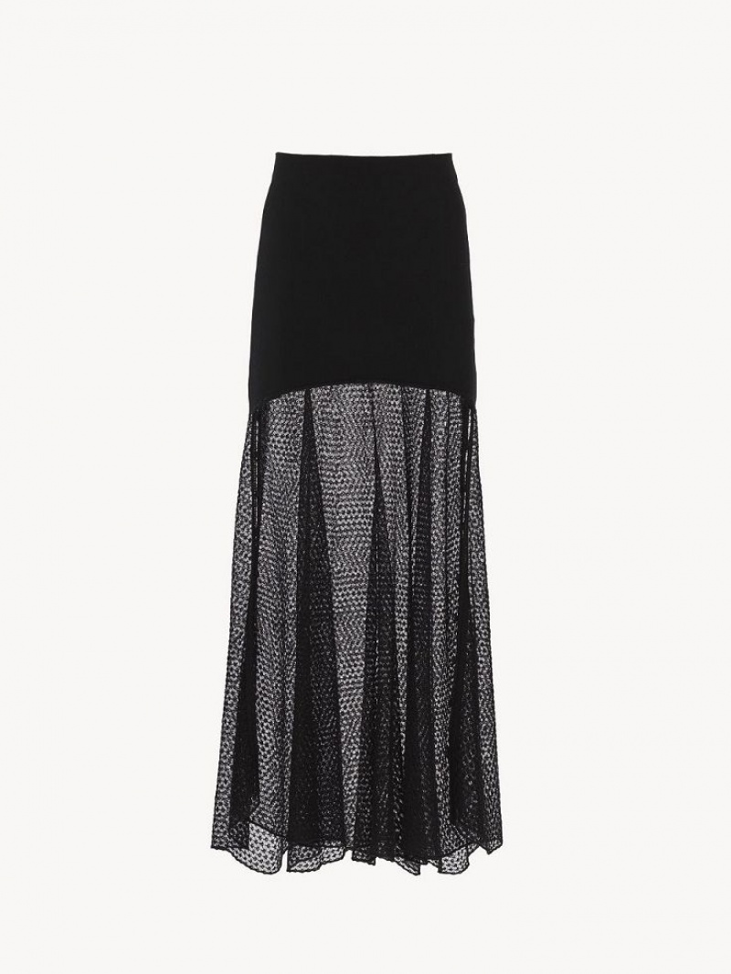 Chloe Flared Maxi Skirts Black | CHE-SR14072