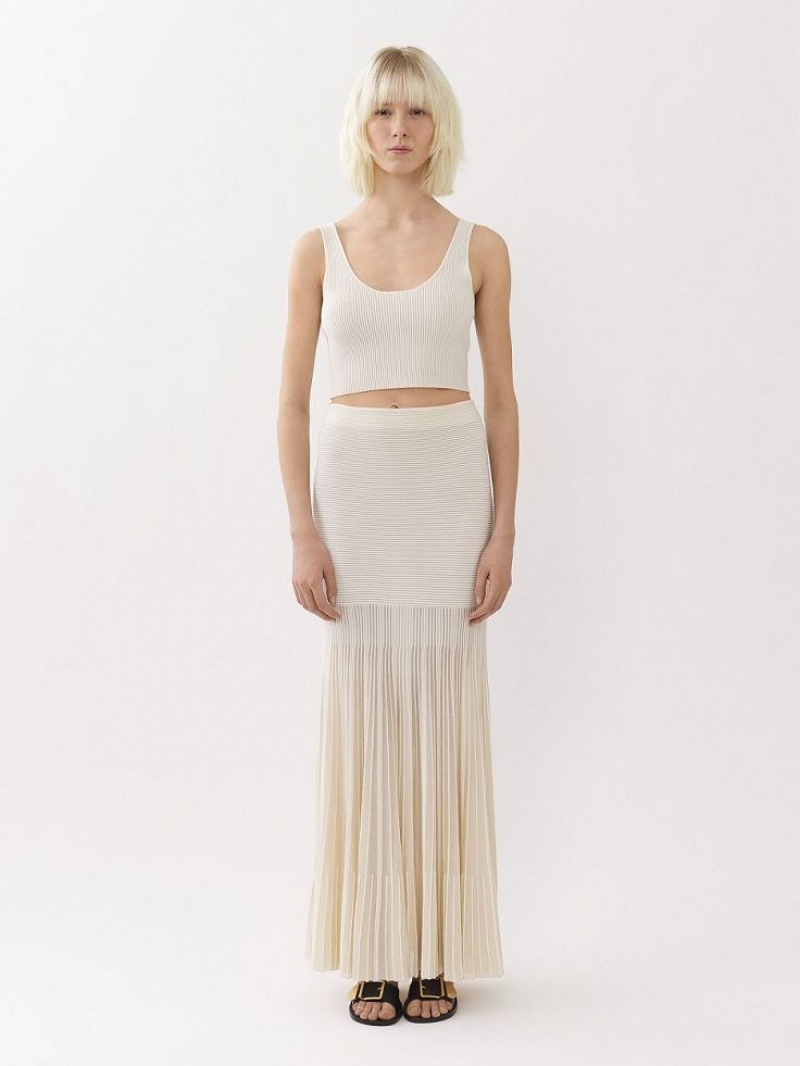 Chloe Flared Maxi Skirts Iconic Milk | CHE-SR14075