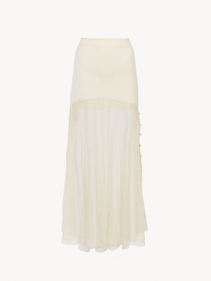 Chloe Flared Maxi Skirts Iconic Milk | CHE-SR14077