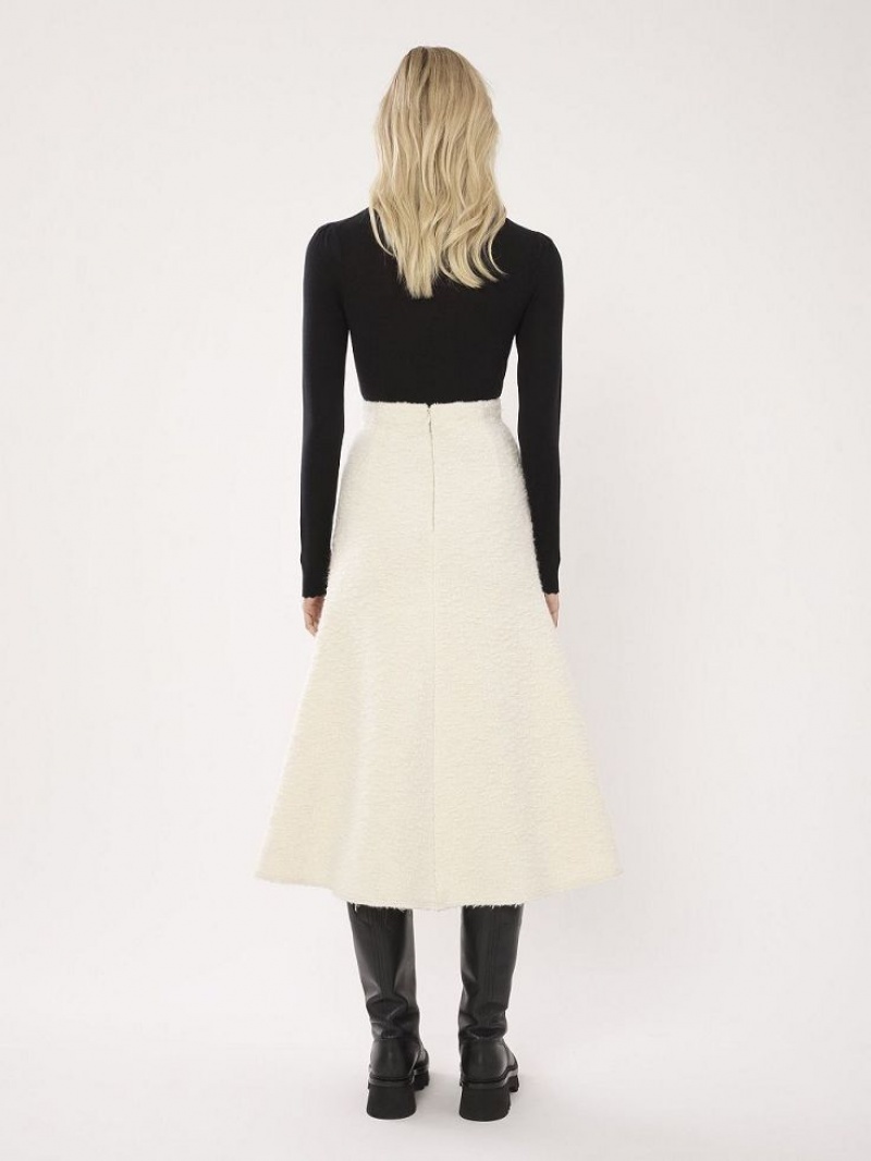 Chloe Flared Midi Skirts Eden White | CHE-SR14096