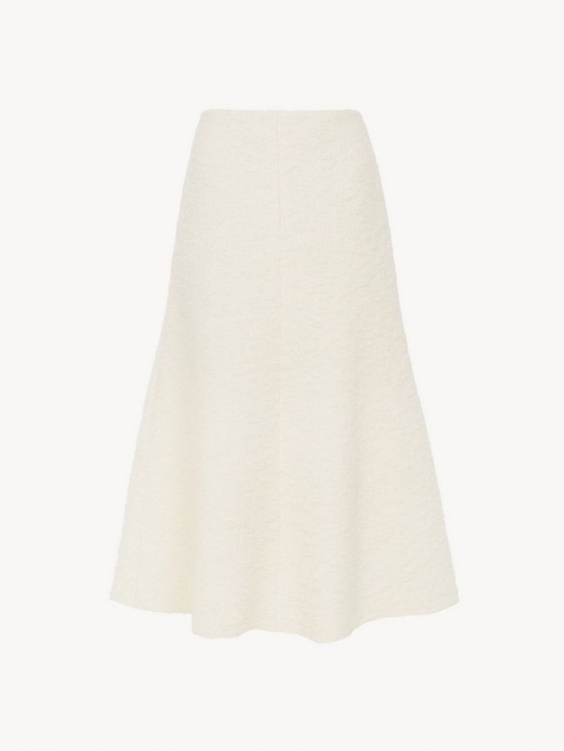 Chloe Flared Midi Skirts Eden White | CHE-SR14096