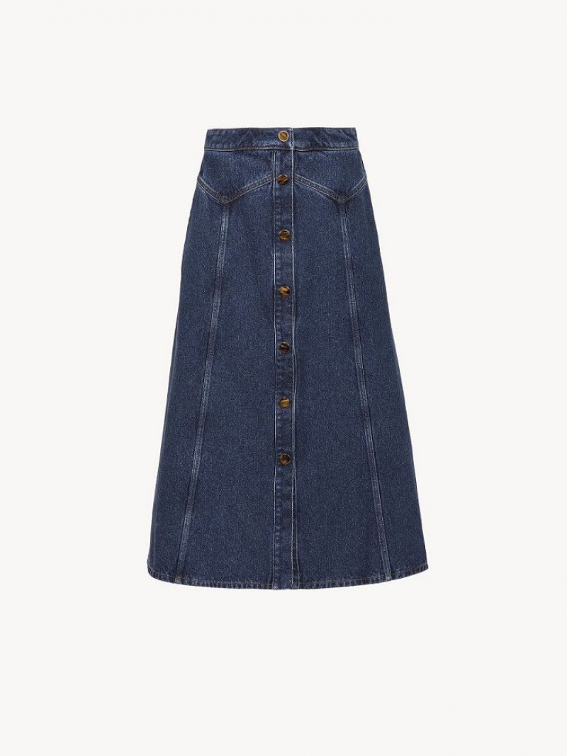 Chloe Flared Mid-length Skirts Faded Denim | CHE-SR14085