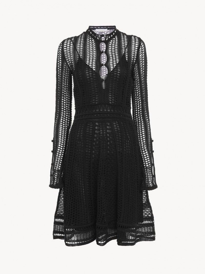 Chloe Flared Mini Dresses Black | CHE-SR13856