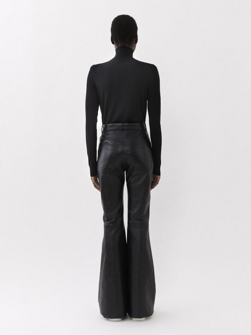 Chloe Flared Pants Leather Black | CHE-SR14114