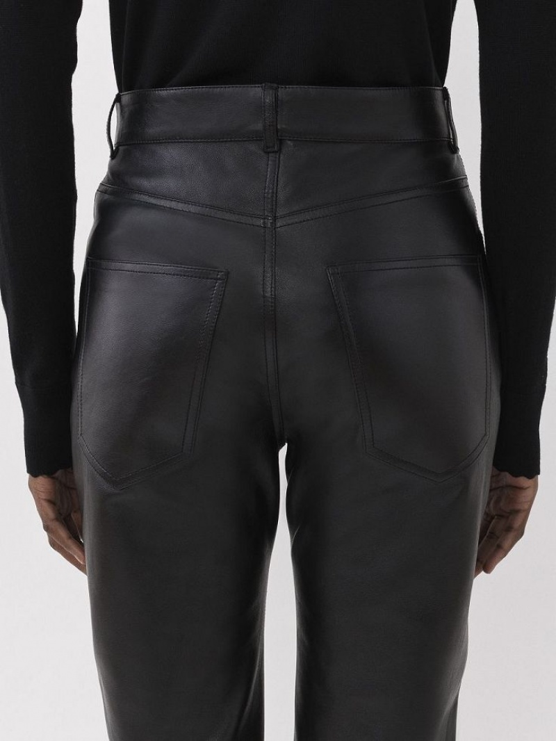 Chloe Flared Pants Leather Black | CHE-SR14114