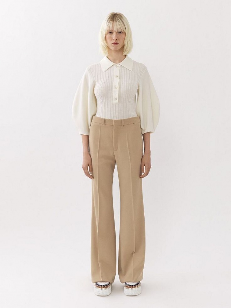 Chloe Flared Pants Pearl Beige | CHE-SR14024