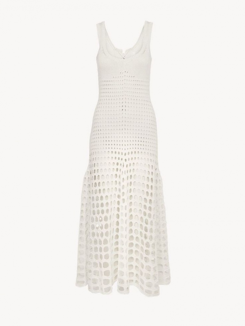 Chloe Flared Tank Dresses White | CHE-SR13838