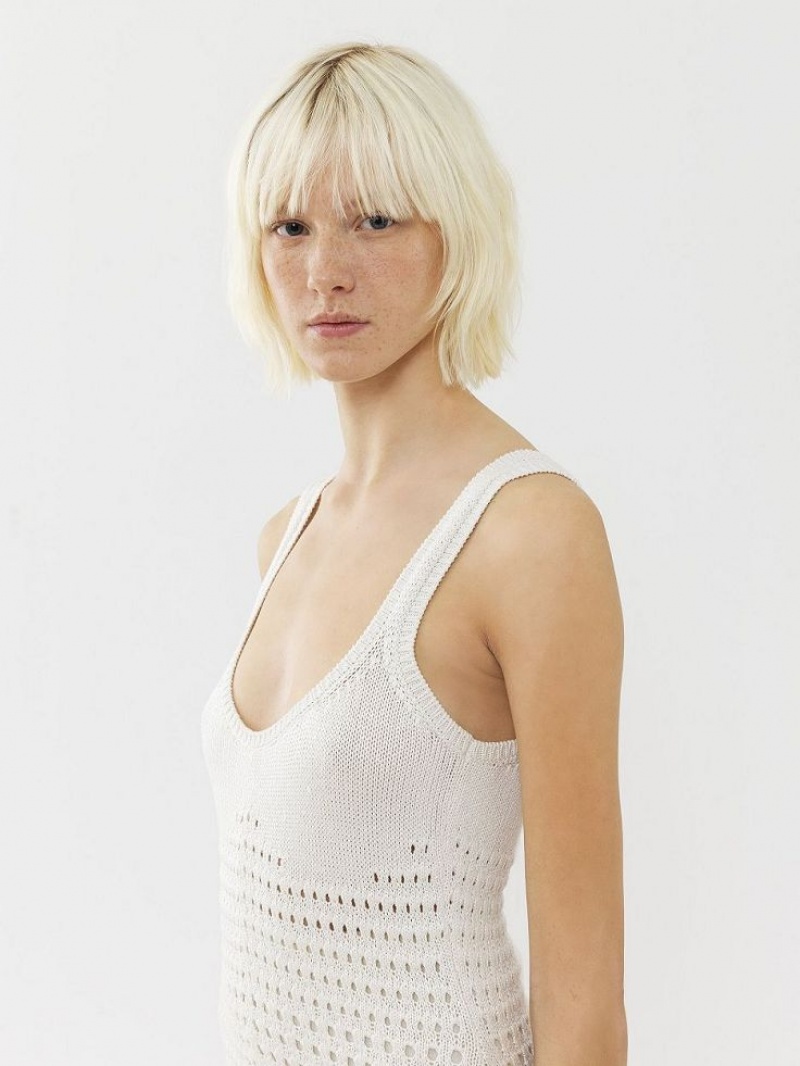 Chloe Flared Tank Knitwear White | CHE-SR13929